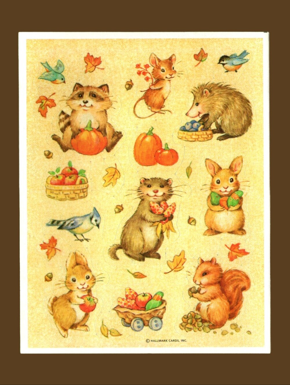 Hallmark Adorable Autumn Woodland Animals Vintage Sticker Sheet
